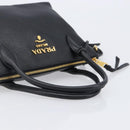 PRADA Hand Bag Leather 2way Black Gold Tone Auth 204580M-7