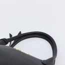 PRADA Hand Bag Leather 2way Black Gold Tone Auth 204580M-14