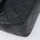 CHANEL Mini Matelasse 20 Chain Shoulder Bag Lamb Skin Black Gold CC Auth 204583V-12