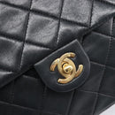 CHANEL Mini Matelasse 20 Chain Shoulder Bag Lamb Skin Black Gold CC Auth 204583V-15