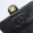 CHANEL Mini Matelasse 20 Chain Shoulder Bag Lamb Skin Black Gold CC Auth 204583V-17