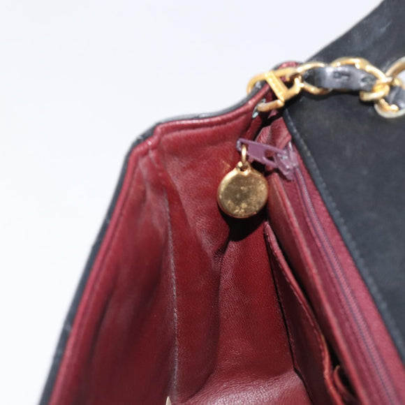 CHANEL Mini Matelasse 20 Chain Shoulder Bag Lamb Skin Black Gold CC Auth 204583V