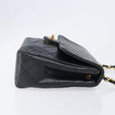 CHANEL Mini Matelasse 20 Chain Shoulder Bag Lamb Skin Black Gold CC Auth 204583V-4