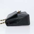 CHANEL Mini Matelasse 20 Chain Shoulder Bag Lamb Skin Black Gold CC Auth 204583V-5