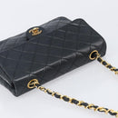 CHANEL Mini Matelasse 20 Chain Shoulder Bag Lamb Skin Black Gold CC Auth 204583V-6