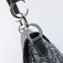 Christian Dior Trotter Canvas Saddle Shoulder Bag Navy Silver Auth 204592V-15