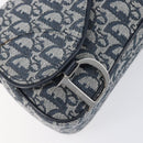 Christian Dior Trotter Canvas Saddle Shoulder Bag Navy Silver Auth 204592V-16