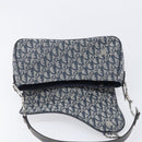 Christian Dior Trotter Canvas Saddle Shoulder Bag Navy Silver Auth 204592V-17