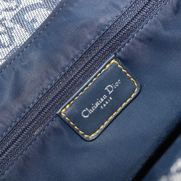 Christian Dior Trotter Canvas Saddle Shoulder Bag Navy Silver Auth 204592V