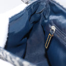 Christian Dior Trotter Canvas Saddle Shoulder Bag Navy Silver Auth 204592V-20