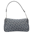 Christian Dior Trotter Canvas Saddle Shoulder Bag Navy Silver Auth 204592V-3