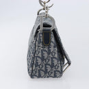 Christian Dior Trotter Canvas Saddle Shoulder Bag Navy Silver Auth 204592V-5