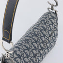Christian Dior Trotter Canvas Saddle Shoulder Bag Navy Silver Auth 204592V-6