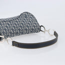 Christian Dior Trotter Canvas Saddle Shoulder Bag Navy Silver Auth 204592V-7