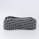 Christian Dior Trotter Canvas Saddle Shoulder Bag Navy Silver Auth 204592V-9