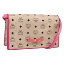 MCM Vicetos Shoulder Bag PVC Leather Pink Gold Tone Auth 204597A-1