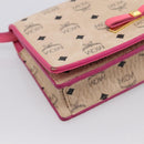 MCM Vicetos Shoulder Bag PVC Leather Pink Gold Tone Auth 204597A-11