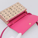 MCM Vicetos Shoulder Bag PVC Leather Pink Gold Tone Auth 204597A-15