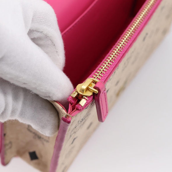 MCM Vicetos Shoulder Bag PVC Leather Pink Gold Tone Auth 204597A