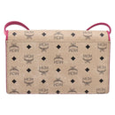 MCM Vicetos Shoulder Bag PVC Leather Pink Gold Tone Auth 204597A-3