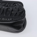 PRADA Gathered Cosmetic Pouch Leather Black Silver Auth 204606V-10