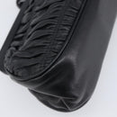PRADA Gathered Cosmetic Pouch Leather Black Silver Auth 204606V-11