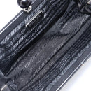 PRADA Gathered Cosmetic Pouch Leather Black Silver Auth 204606V-15
