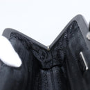 PRADA Gathered Cosmetic Pouch Leather Black Silver Auth 204606V-17