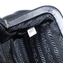 PRADA Gathered Cosmetic Pouch Leather Black Silver Auth 204606V-18