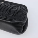 PRADA Gathered Cosmetic Pouch Leather Black Silver Auth 204606V-8