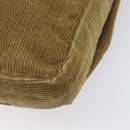 FENDI Shoulder Bag Corduroy Beige Silver Auth 204610A-17
