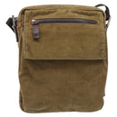 FENDI Shoulder Bag Corduroy Beige Silver Auth 204610A-13