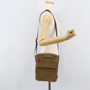 FENDI Shoulder Bag Corduroy Beige Silver Auth 204610A-27