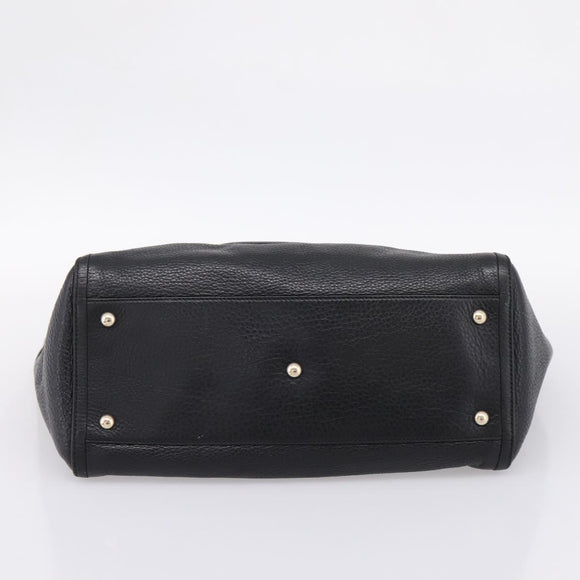 GUCCI Tote Bag Leather Black Gold Tone 282309 Auth 204612V