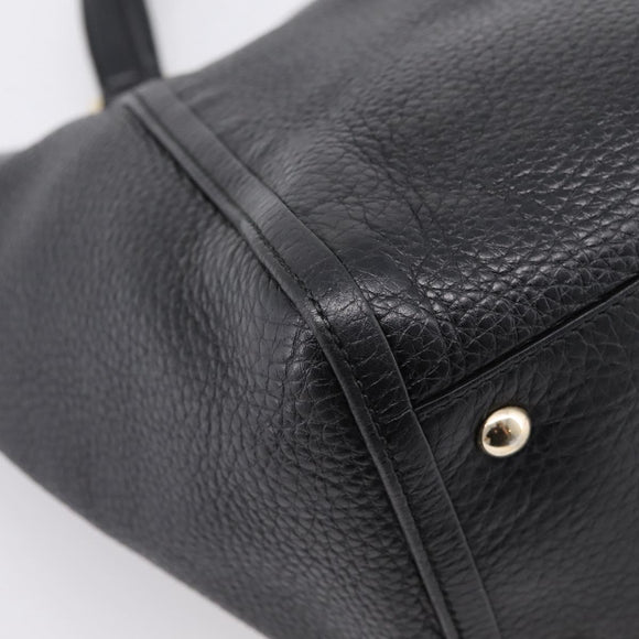 GUCCI Tote Bag Leather Black Gold Tone 282309 Auth 204612V