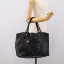GUCCI Tote Bag Leather Black Gold Tone 282309 Auth 204612V-25