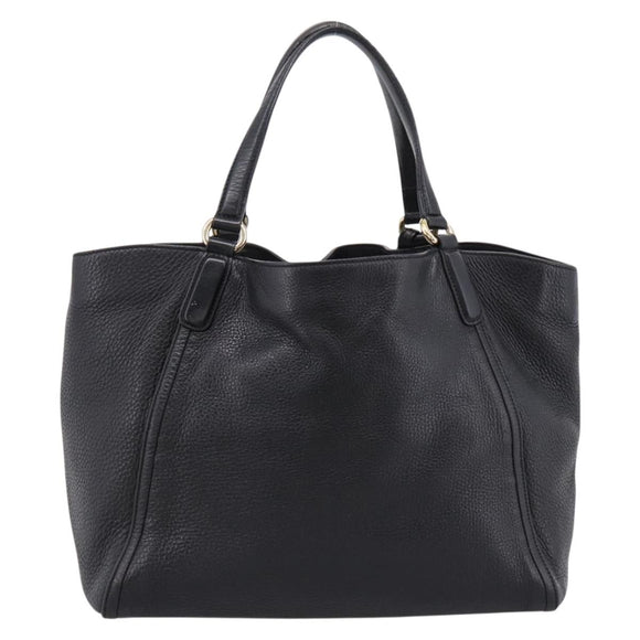 GUCCI Tote Bag Leather Black Gold Tone 282309 Auth 204612V