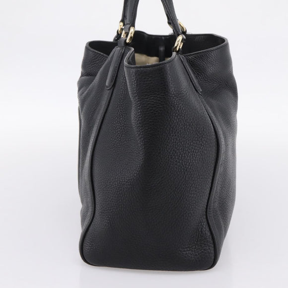 GUCCI Tote Bag Leather Black Gold Tone 282309 Auth 204612V