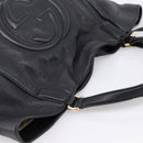 GUCCI Tote Bag Leather Black Gold Tone 282309 Auth 204612V-14