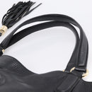 GUCCI Tote Bag Leather Black Gold Tone 282309 Auth 204612V-15