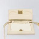 MARNI Prisma Shoulder Bag Leather White Gold Tone Auth 204613A-19