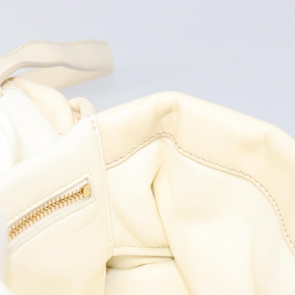 MARNI Prisma Shoulder Bag Leather White Gold Tone Auth 204613A
