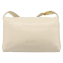 MARNI Prisma Shoulder Bag Leather White Gold Tone Auth 204613A-2
