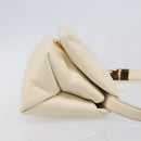 MARNI Prisma Shoulder Bag Leather White Gold Tone Auth 204613A-3