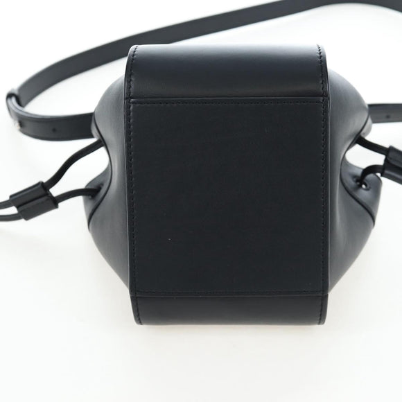 LOEWE Hammock Mini Shoulder Bag Leather 2way Black Silver Auth 204615M