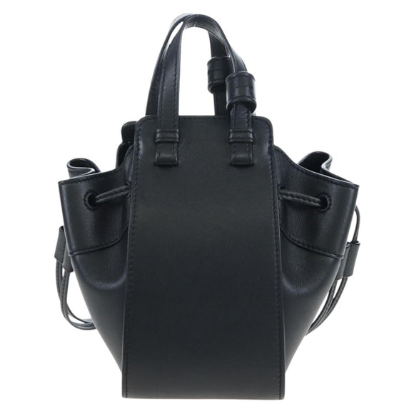 LOEWE Hammock Mini Shoulder Bag Leather 2way Black Silver Auth 204615M