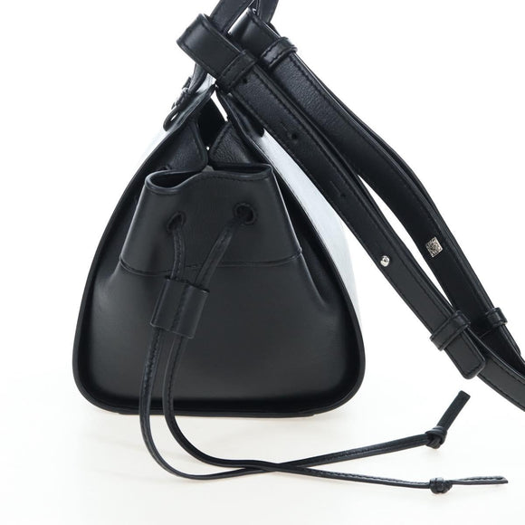 LOEWE Hammock Mini Shoulder Bag Leather 2way Black Silver Auth 204615M