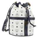 MCM Vicetos Shoulder Bag PVC Leather White Gold Tone Auth 204617-1