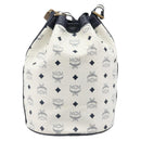 MCM Vicetos Shoulder Bag PVC Leather White Gold Tone Auth 204617-3