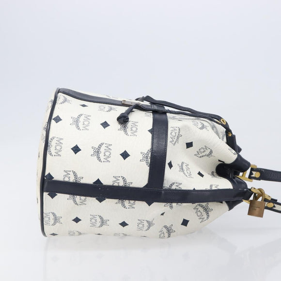 MCM Vicetos Shoulder Bag PVC Leather White Gold Tone Auth 204617